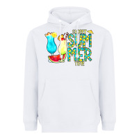 White sweet summer time turquoise yellow Heavyweight Hoodie - CowCowDesign