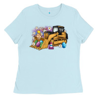 Baby Blue easter bulldozer bunny egg leopard Ladies Tee - Artiststas