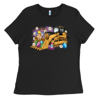 Black easter bulldozer bunny egg leopard Ladies Tee - Artiststas