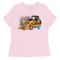 Bubblegum Pink easter bulldozer bunny egg leopard Ladies Tee - Artiststas