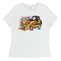 White easter bulldozer bunny egg leopard Ladies Tee - Artiststas