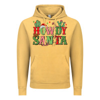 Vintage Mustard howdy santa Vintage Hoodie - MaliasSmallBusiness