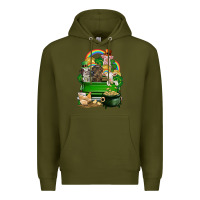 Army Green St. Patrick's Day animal truck Premium Hoodie - CowGirlArtShop