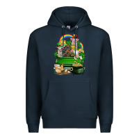 Navy St. Patrick's Day animal truck Premium Hoodie - CowGirlArtShop