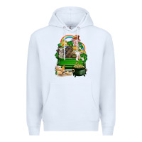 White St. Patrick's Day animal truck Premium Hoodie - CowGirlArtShop