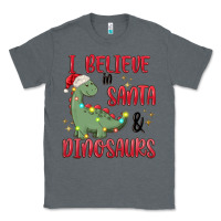 Charcoal Heather i believe in santa & dinosaurs Classic Tee - MaliasSmallBusiness