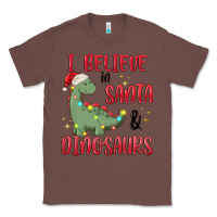 Chestnut i believe in santa & dinosaurs Classic Tee - MaliasSmallBusiness
