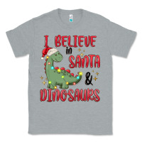 Heather Grey i believe in santa & dinosaurs Classic Tee - MaliasSmallBusiness