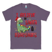Lavender i believe in santa & dinosaurs Classic Tee - MaliasSmallBusiness