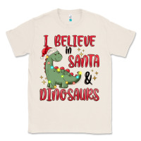 Natural i believe in santa & dinosaurs Classic Tee - MaliasSmallBusiness