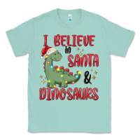 Seafoam i believe in santa & dinosaurs Classic Tee - MaliasSmallBusiness
