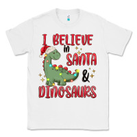 White i believe in santa & dinosaurs Classic Tee - MaliasSmallBusiness