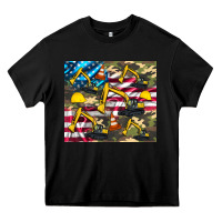 Black excavator American flag Heavy Core Tee - Artiststas