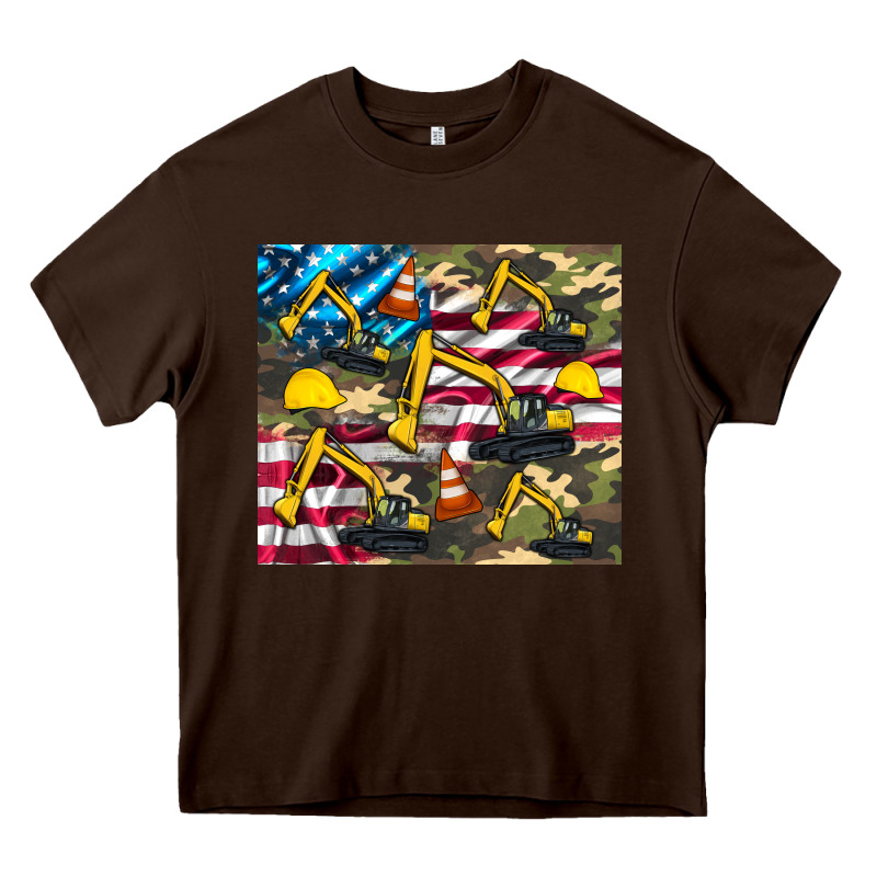 Excavator American Flag Heavy Core Tee by Artiststas | Teevron