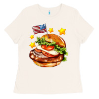 Bone american flag and hamburger Ladies Tee - AdoDesignShop