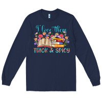 Navy i love them thick and spicy Long Sleeve Tee - Artiststas