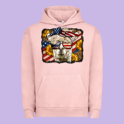 Western 4th Of July Lama Background Urban Hoodie Designed By Lillyallendesigns