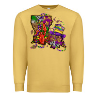 Antique Gold mardi gras louisiana map Premium Sweatshirt - OliviaCreatesArt