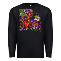 Black mardi gras louisiana map Premium Sweatshirt - OliviaCreatesArt