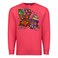 Cardinal mardi gras louisiana map Premium Sweatshirt - OliviaCreatesArt