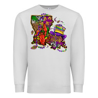 Dove Grey mardi gras louisiana map Premium Sweatshirt - OliviaCreatesArt