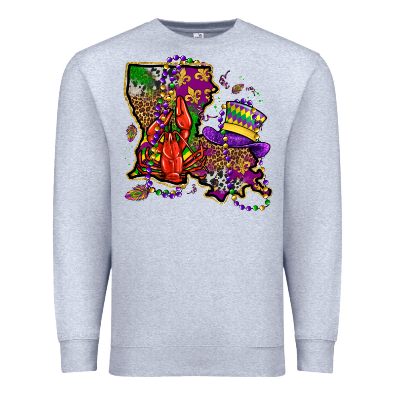Mardi Gras Louisiana Map Premium Sweatshirt by OliviaCreatesArt | Teevron