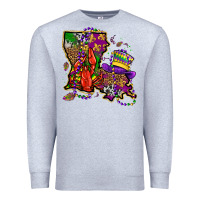 Heather Grey mardi gras louisiana map Premium Sweatshirt - OliviaCreatesArt