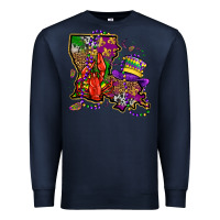 Navy mardi gras louisiana map Premium Sweatshirt - OliviaCreatesArt