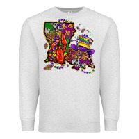 Oatmeal Heather mardi gras louisiana map Premium Sweatshirt - OliviaCreatesArt