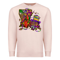 Pale Pink mardi gras louisiana map Premium Sweatshirt - OliviaCreatesArt