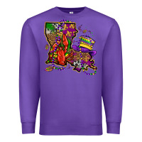 Purple mardi gras louisiana map Premium Sweatshirt - OliviaCreatesArt