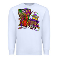 White mardi gras louisiana map Premium Sweatshirt - OliviaCreatesArt