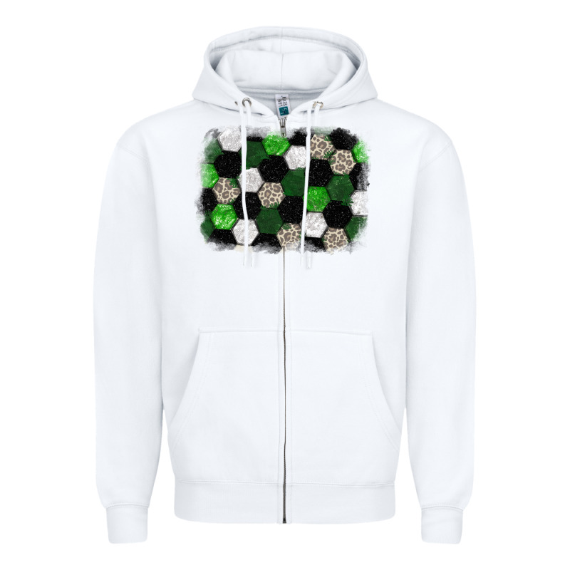 Soccer Leopard Glitter Background Zipper Hoodie by HowdyJamesFarm | Teevron