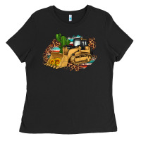 Black bulldozer leopard cactus sunflower Ladies Tee - Artiststas
