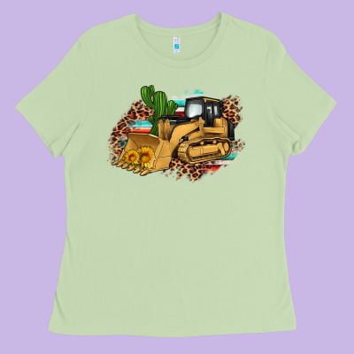 Bulldozer Leopard Cactus Sunflower Ladies Tee Designed By Artiststas