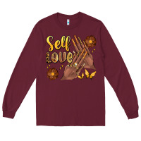 Burgundy black woman self love nails Long Sleeve Tee - Artiststas
