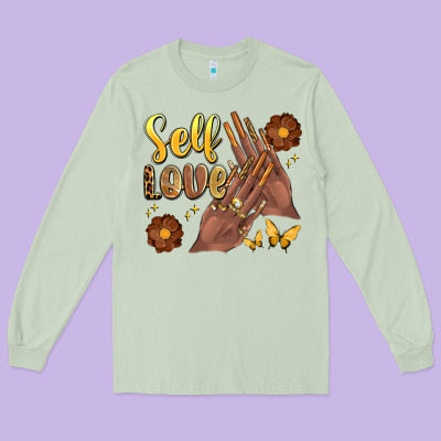 Black Woman Self Love Nails Long Sleeve Tee Designed By Artiststas