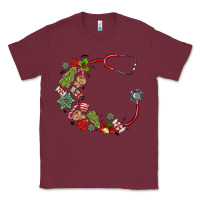 Burgundy custom name christmas stethoscope Classic Tee - MaliasSmallBusiness