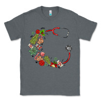 Charcoal Heather custom name christmas stethoscope Classic Tee - MaliasSmallBusiness
