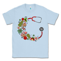 Dusty Blue custom name christmas stethoscope Classic Tee - MaliasSmallBusiness