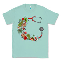 Seafoam custom name christmas stethoscope Classic Tee - MaliasSmallBusiness