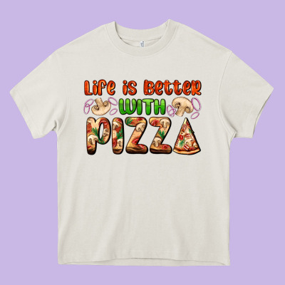 Life Is Better With Pizza Heavy Core Tee Designed By Adodesignshop