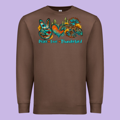 Peace Love Thunderbird Premium Sweatshirt Designed By Oliviacreatesart