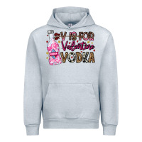 Heather Grey V is For Valentine Vodka Urban Hoodie - CowhideDigitalArt