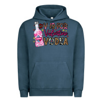 Pigment Midnight Navy V is For Valentine Vodka Urban Hoodie - CowhideDigitalArt