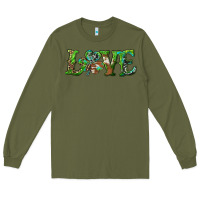 Army Green love with shamrock Long Sleeve Tee - RanaPortraitStore