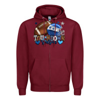 Burgundy Touchdown season American Football blue team color Zipper Hoodie - HowdyJamesFarm