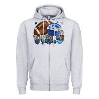 Heather Grey Touchdown season American Football blue team color Zipper Hoodie - HowdyJamesFarm