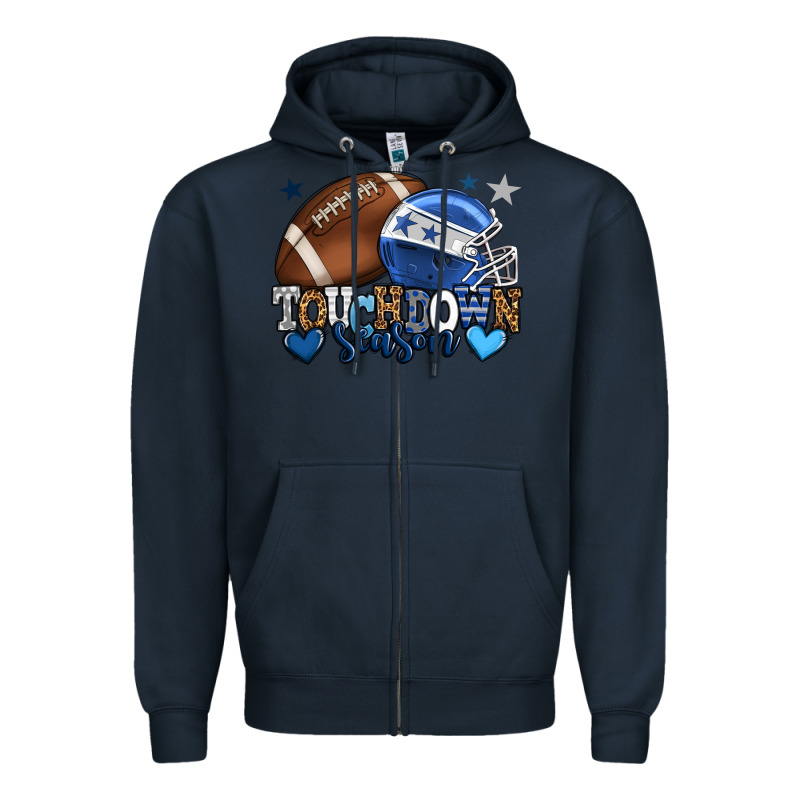 Touchdown Season American Football Blue Team Color Zipper Hoodie by HowdyJamesFarm | Teevron