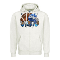 Oatmeal Heather Touchdown season American Football blue team color Zipper Hoodie - HowdyJamesFarm